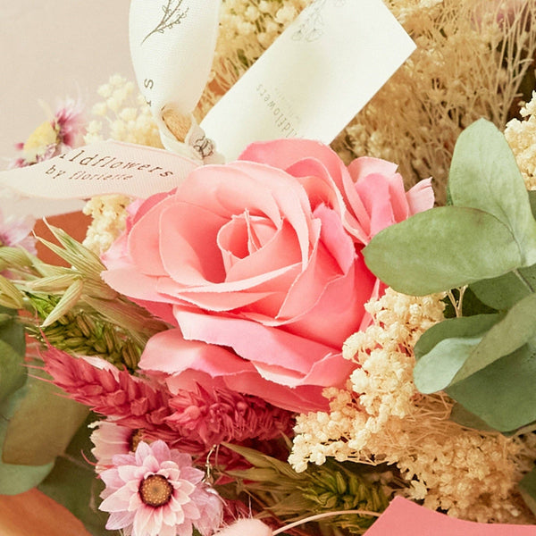 Medium Size Romantic Bouquet Silk and Wildflower- Pink Rose Artificial