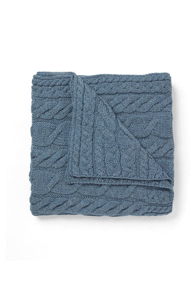 Silver Strand Supersoft Aran Cable Throw Aran Woolen Mills - Blue