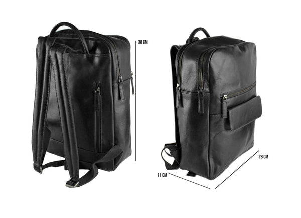 Premium Leather Backpack in Black by Zerimar 1942