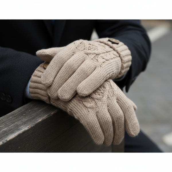 Celtic Weave Lined Gloves Taupe