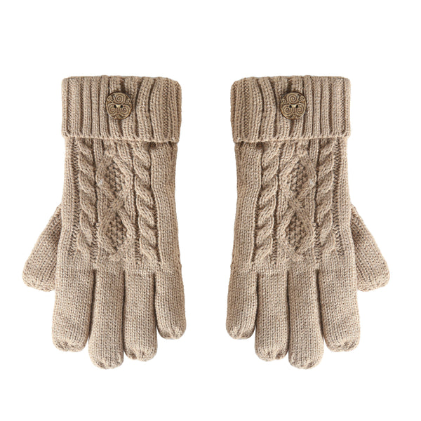 Celtic Weave Lined Gloves Taupe