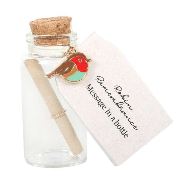 Remembrance Message Bottles with Robin