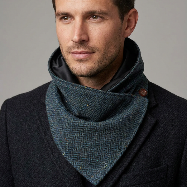 Blue Herringbone Tweed Snood by Celtic Tweed