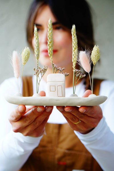 Little house in the forest Ceramic and Wildflowers  by Poca Ceramics