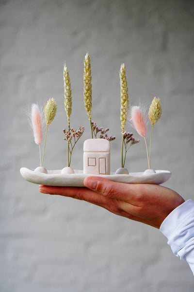 Little house in the forest Ceramic and Wildflowers  by Poca Ceramics