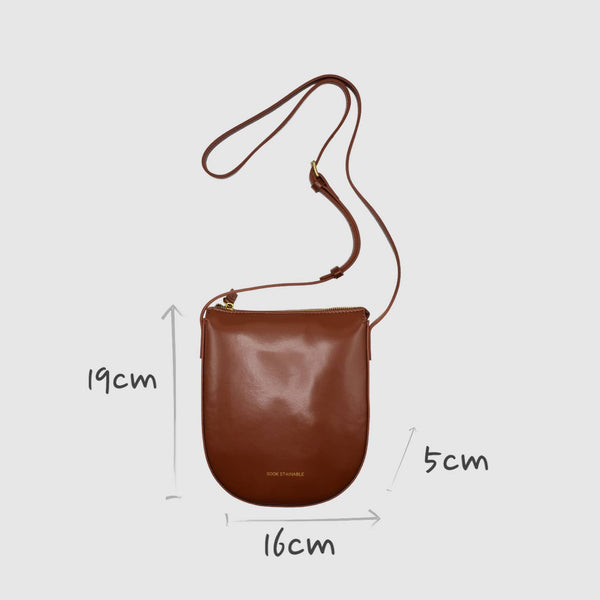 Eva - Apple Skin Sustainable Leather Strap Crossbody Bag Brown
