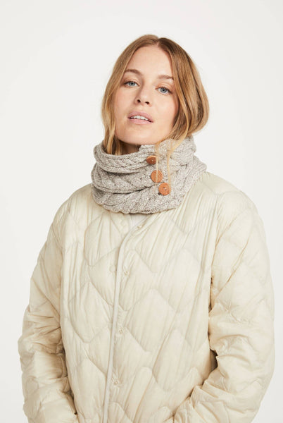 Carrowholly Aran Button Snood -  Oat