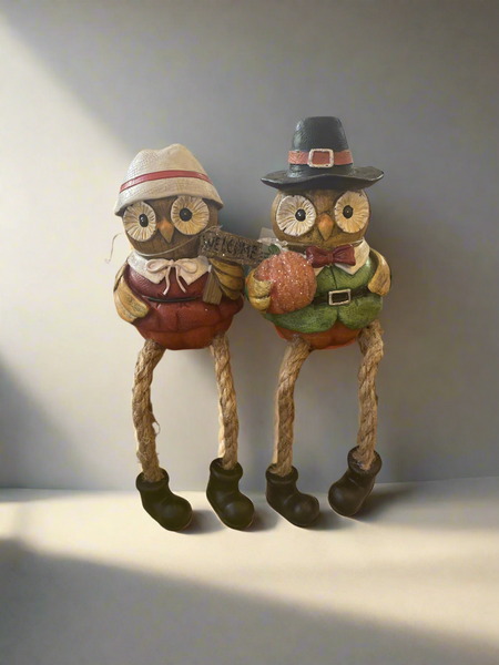 Pair of Owl Shelf Sitters (19cm)