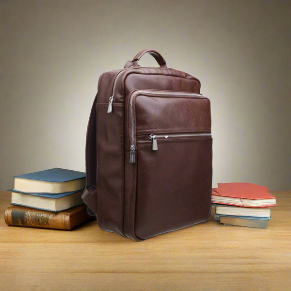 Classic front Zip Backpack in Brown - Bobby Black