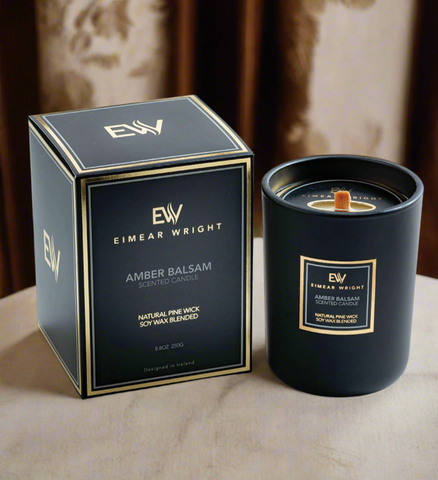 AMBER BALSAM SCENTED CANDLE 8.8oz 250g by Eimear Wright Candles