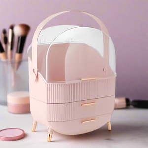 Cosmetics Storage Box 2 Drawer Pink