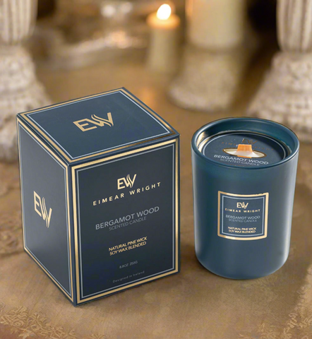 BERGAMOT WOODS SCENTED CANDLE 8.8oz 250g by Eimear Wright Candles 50 hr burn time