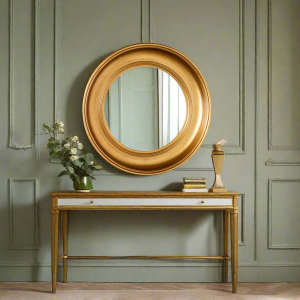 Deep Round Mirror in Gold 90cm