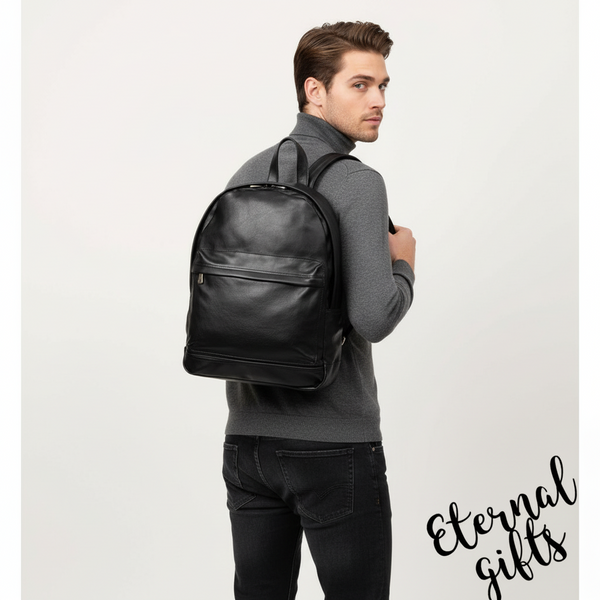 Front Zip Pocket Backpack in Black- Bobby Black