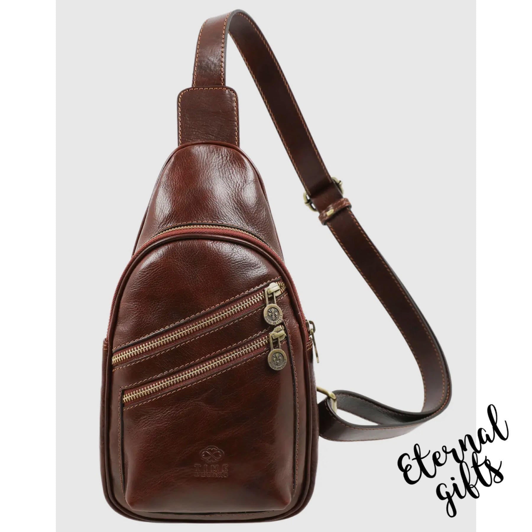 Brown Leather Cross Body Bag - Catch-22 by Time Resistance