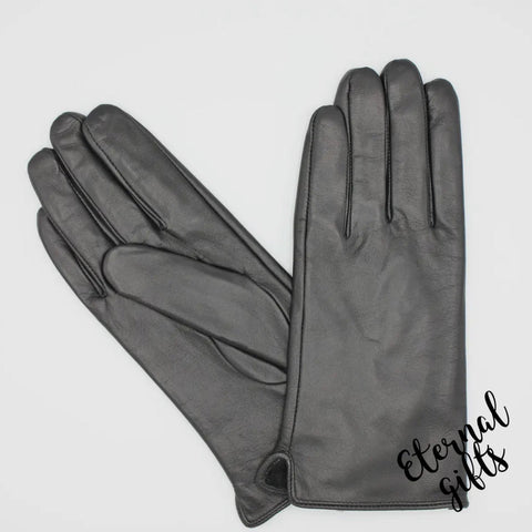 The Paris Men's Fleece Lined Leather Gloves - Black