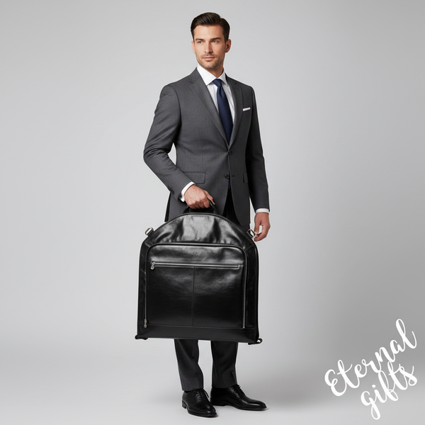 Italian Leather Suit/Garment Bag in Black - Travels with Charley by Time Resistance