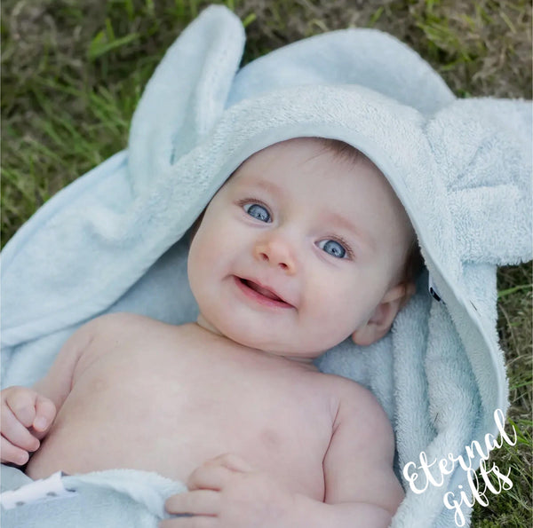Organic Hooded Baby Towel Rabbit Sapphire by Summerville Organics