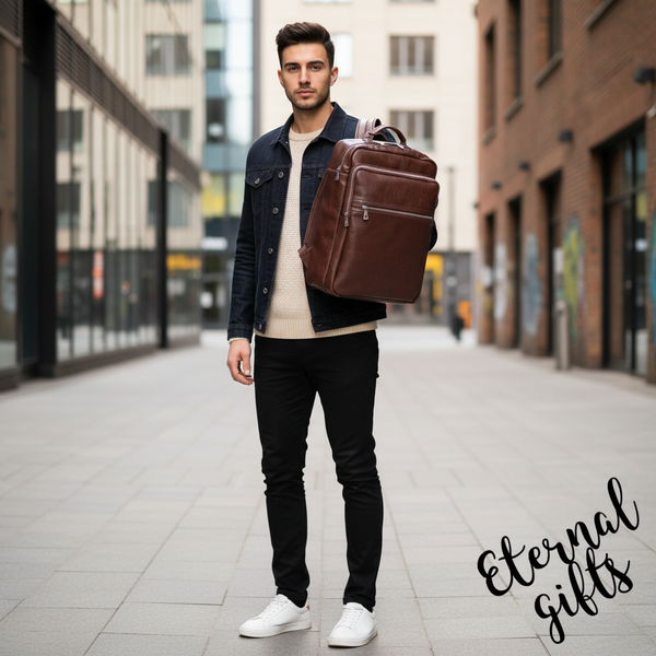 Classic front Zip Backpack in Brown - Bobby Black