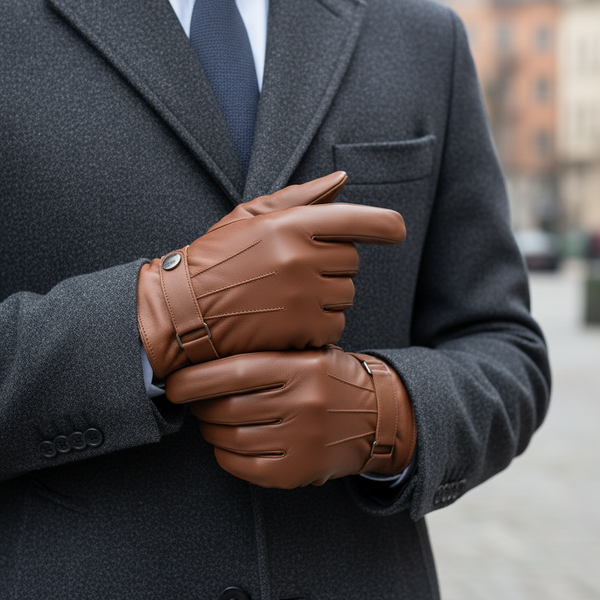 The Paris Brown Leather Man's Glove (Fur Lined)