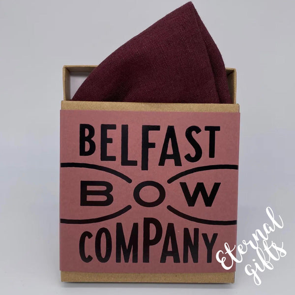 Irish Linen Pocket Square in Burgundy Belfast Bow Company