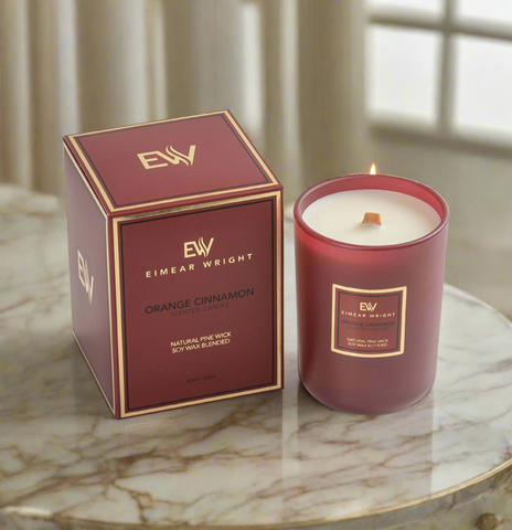 ORANGE CINNAMON SCENTED CANDLE 8.8oz 250g by Eimear Wright Candles 50 hour burn time