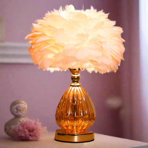 Raya led base feather lamp pink 40cm