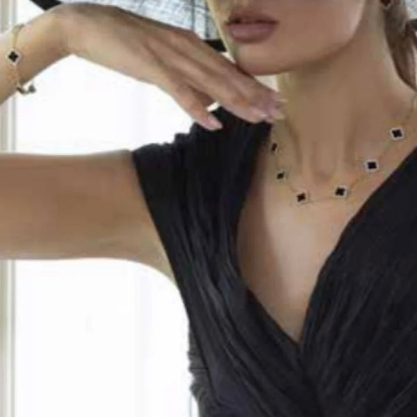 Gold and Jet Necklace by Absolute Jewellery