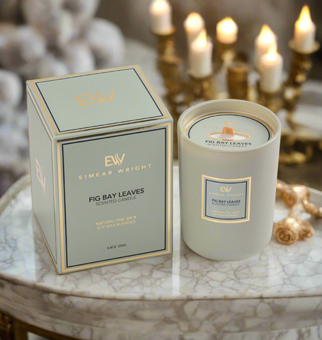 FIG BAY LEAVES SCENTED CANDLE 8.8oz 250g by Eimear Wright Candles 50 hour burn time