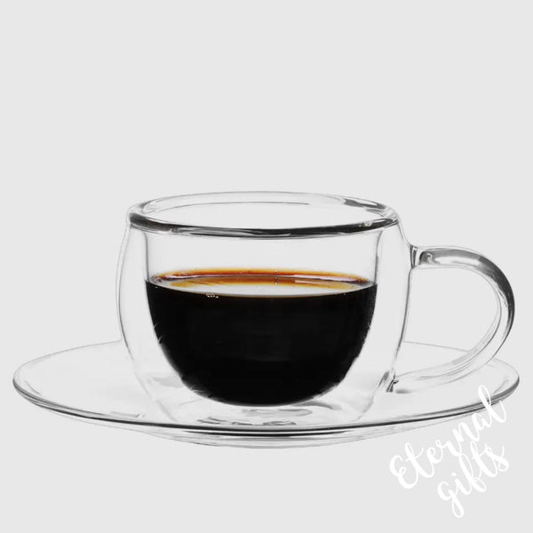 80ml Double Walled Cups and Saucers (set of 2 cups and 2 saucers) by Aulicia