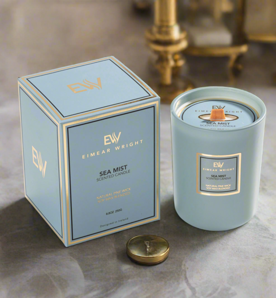 SEA MIST SCENTED CANDLE 8.8oz 250g by Eimear Wright Candles 50 hour burn time