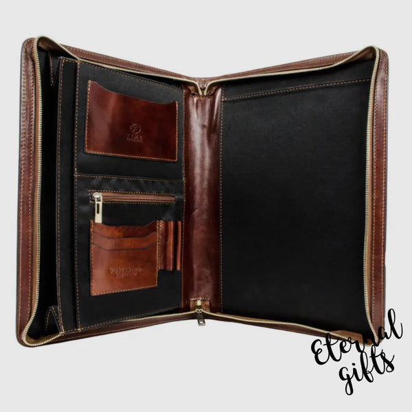Leather A4 Documents Folder Organizer (Can hold your paper & digital devices) - Candide by Time Resistance