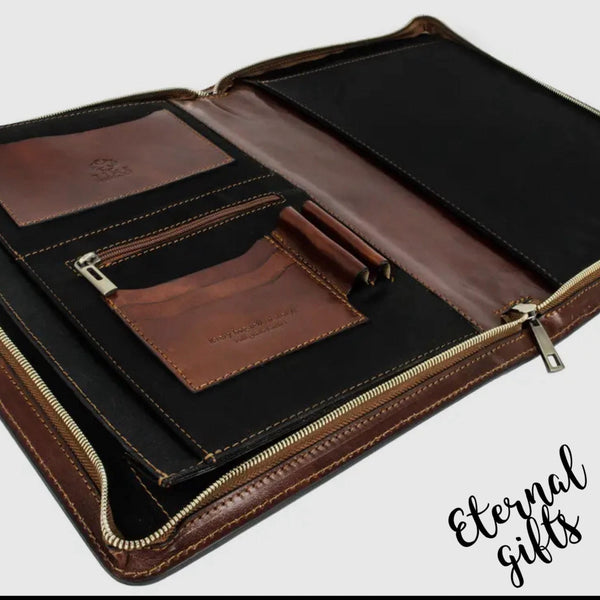 Leather A4 Documents Folder Organizer (Can hold your paper & digital devices) - Candide by Time Resistance