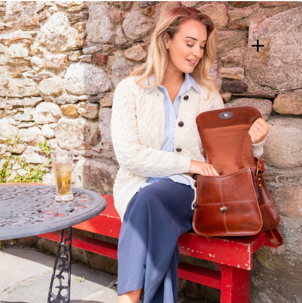 The Biker Bag Tan  Luxury Irish Leather Bag - Tinnakeenly Leather