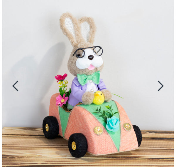 Easter Bunny in Racing Car