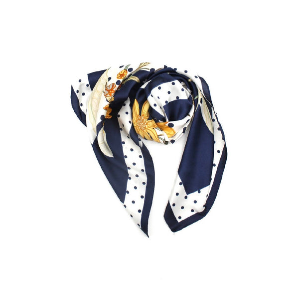 Printed square scarf in polka dot - Navy