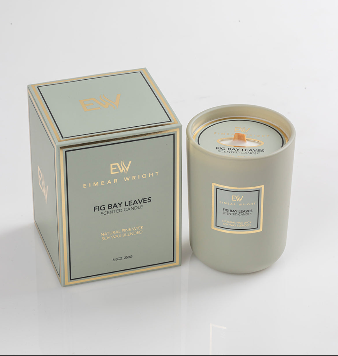 FIG BAY LEAVES SCENTED CANDLE 8.8oz 250g by Eimear Wright Candles 50 hour burn time