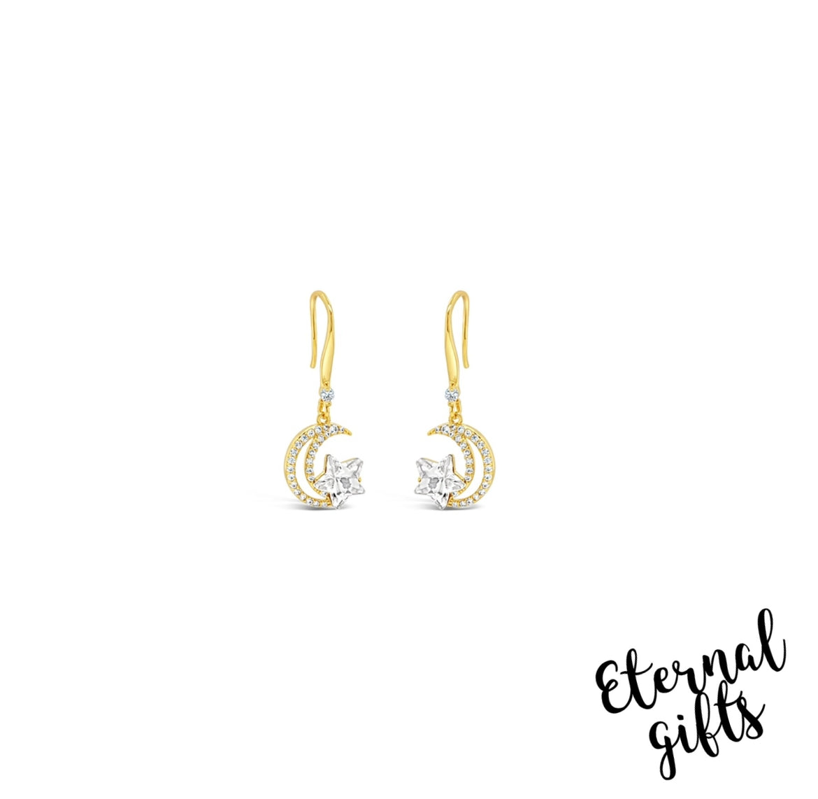 Moon & Star Earrings in Gold by Jewel Absolute Jewellery