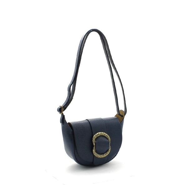 The Vida Leather Handbag in Navy by Vimoda