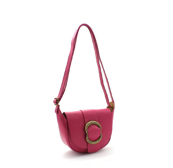 The Vida Leather Bag by Vimoda in Fushia