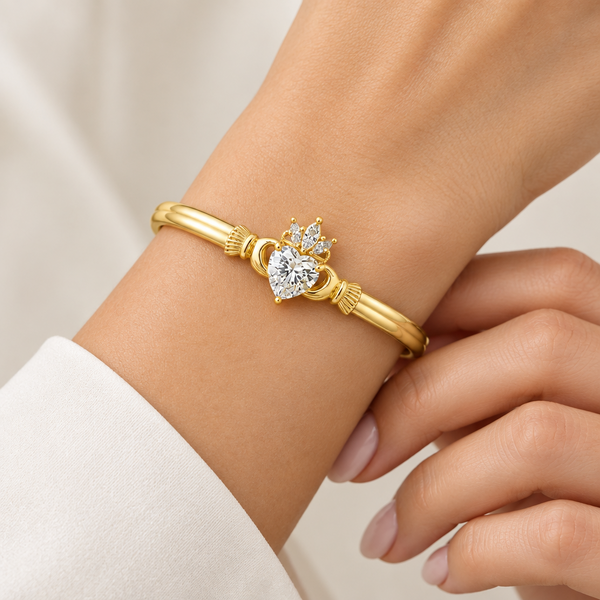 Séala Claddagh Stone Set Bangle by Absolute Jewellery
