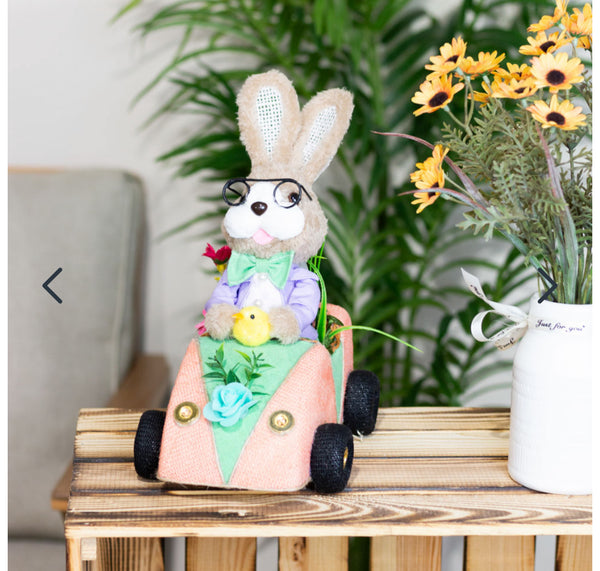 Easter Bunny in Racing Car