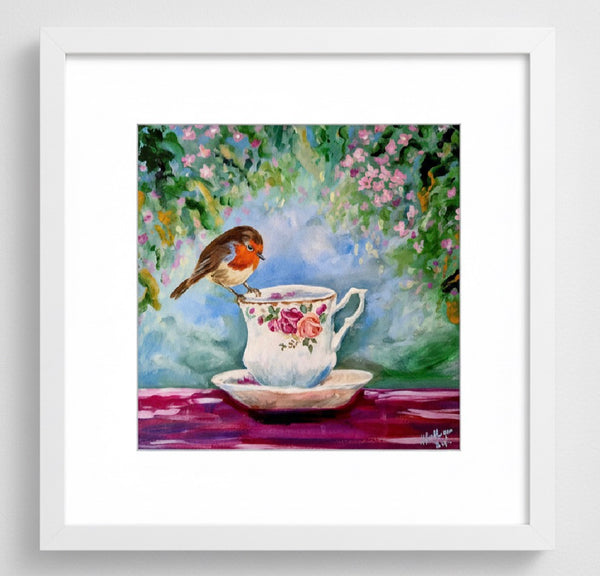Robins Appear Limited Edition Framed Art 16” x 16” by Margaret Rattigan Art