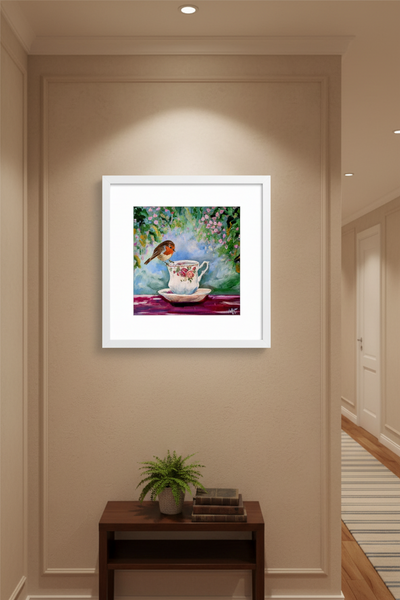 Robins Appear Limited Edition Framed Art 16” x 16” by Margaret Rattigan Art