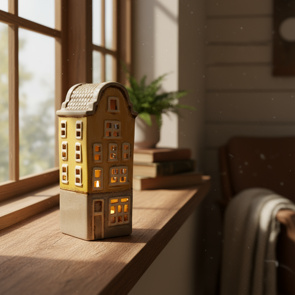 Yellow T Light Ceramic House