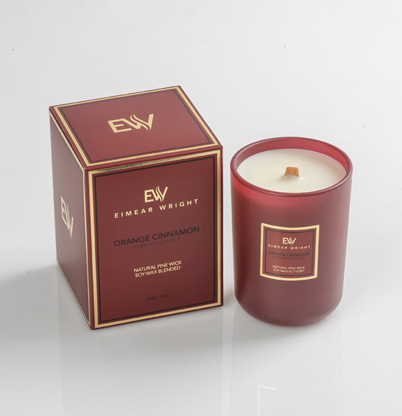 ORANGE CINNAMON SCENTED CANDLE 8.8oz 250g by Eimear Wright Candles 50 hour burn time