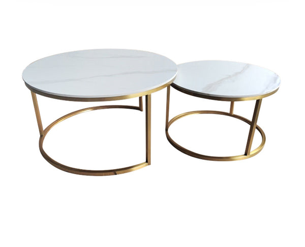 Set of 2 Marble Top Coffee Tables