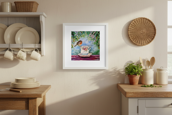 Robins Appear Limited Edition Framed Art 16” x 16” by Margaret Rattigan Art