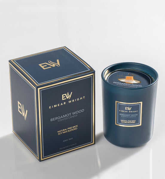 BERGAMOT WOODS SCENTED CANDLE 8.8oz 250g by Eimear Wright Candles 50 hr burn time