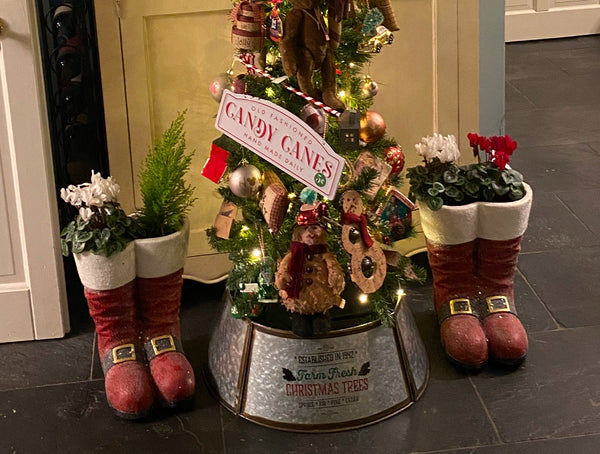 Santa Boot Planter with Shine Glitter